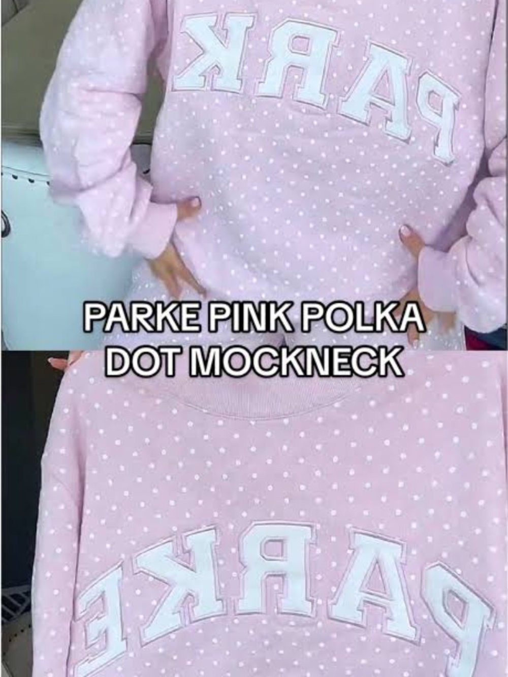 Parke Dot Varsity Mockneck Sprinkle Polka Dot Pink Heritage Sz S/M NEW PRESALE
